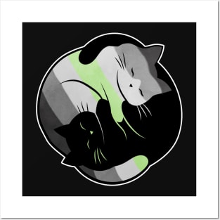 Agender Yin Yang Cat Posters and Art